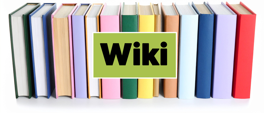 Bild med böcker och text wiki